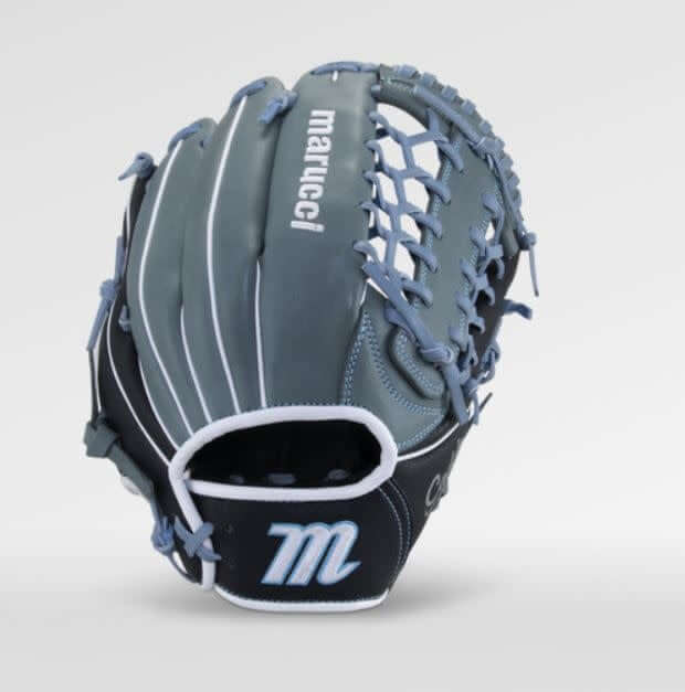 Marucci Caddo Fastpitch 12 inch T Web LHT glove, neutral shape, medium depth, full-grain cowhide leather.