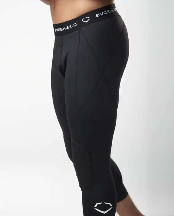 Evoshield Men's 3/4 Sliding Tights Black with EVA Knee Pad protection