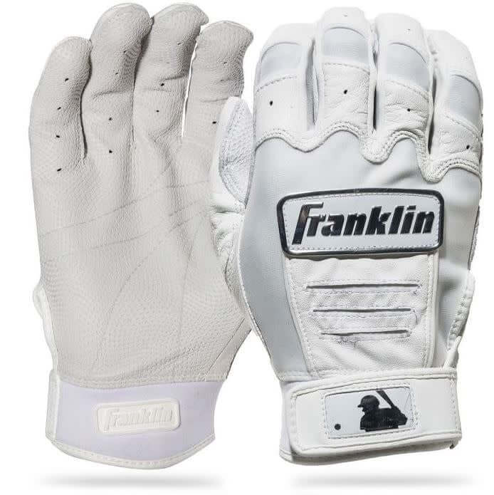 White Franklin CFX Pro Chrome Series glove with Pittards® sheepskin leather palm for superior grip and durability.