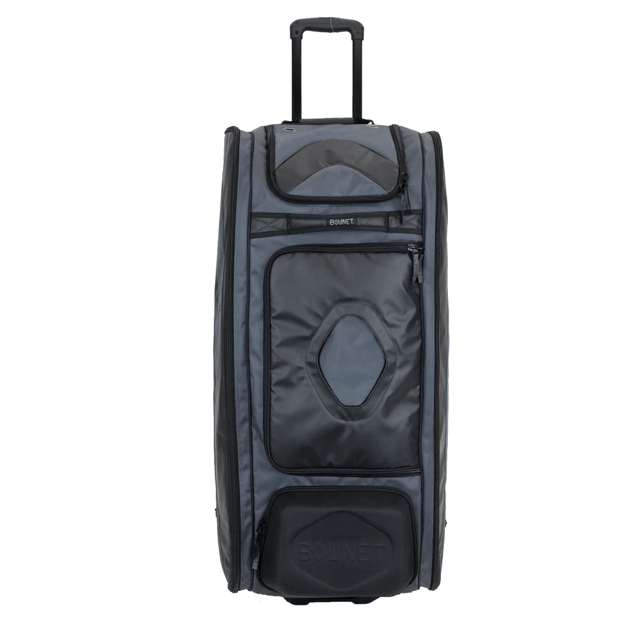Bownet Commander Bag for catchers with 14 compartments and molded semi-hard case for helmet and spikes.