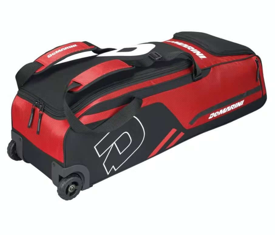Wilson Demarini Momentum Wheeled Bag Scarlet with large main compartment and rugged wheels