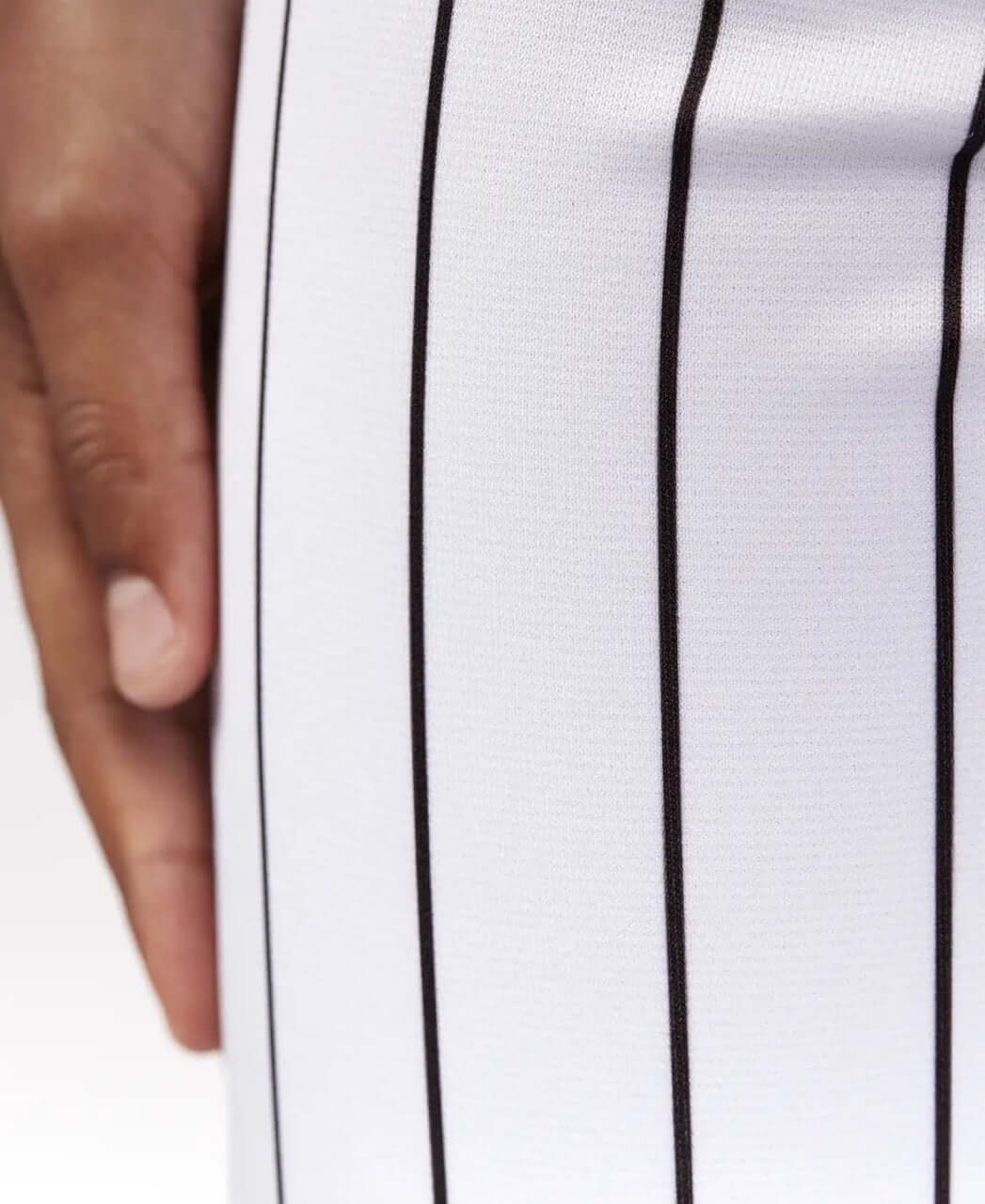 Evoshield Youth Salute White Pant with Black Pinstripe, athletic fit, 100% polyester, double knees