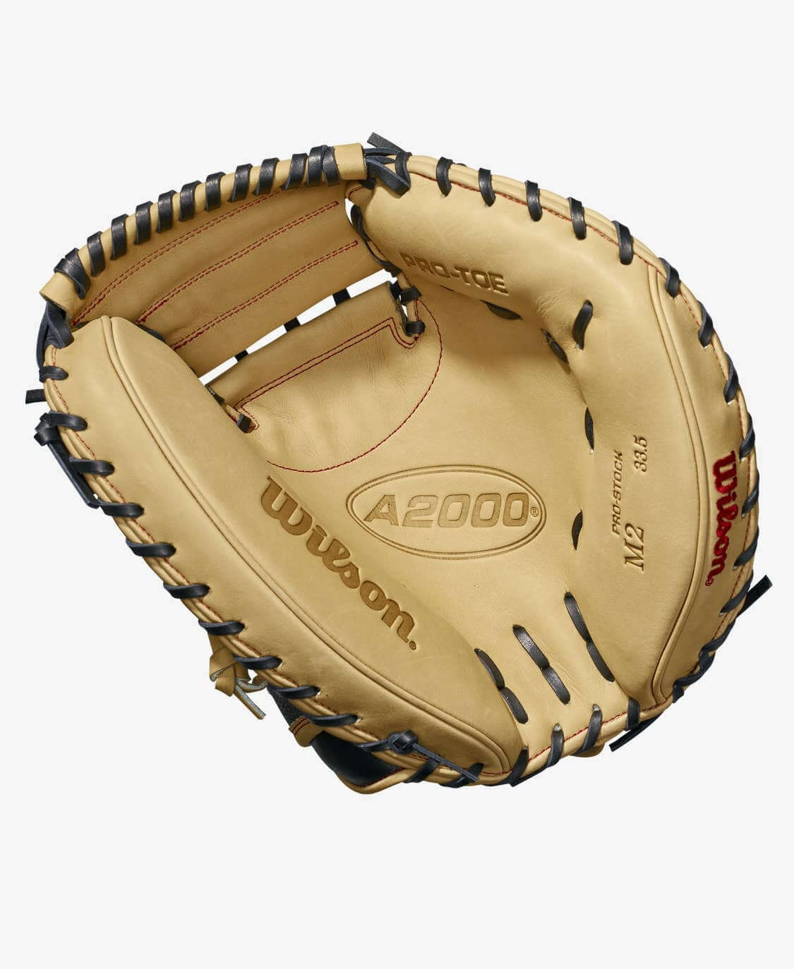 Wilson A2000 M2SS 33.5 Baseball Catcher's Mitt, Black SuperSkin with Blonde Pro Stock Leather