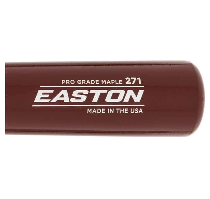 Easton Pro 271 Maple Wood Baseball Bat showing tapered medium barrel and traditional knob.