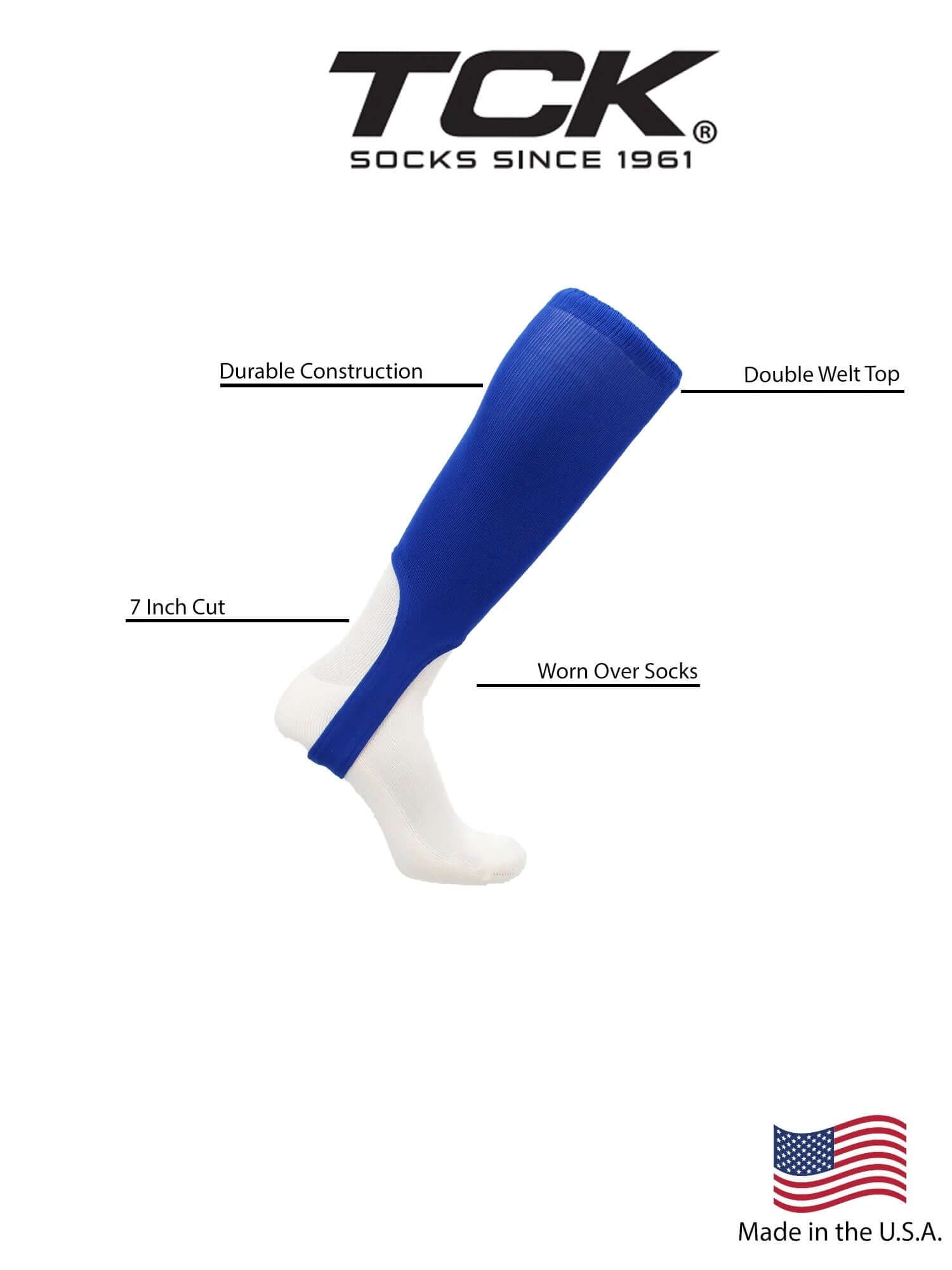 TCK 7-inch Solid Color Baseball Softball Stirrups in Various Sizes