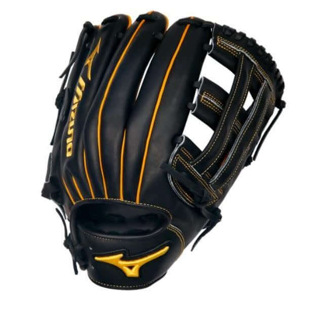 Mizuno GPS2-100DH Pro Select 12 RH glove, black-gold, deep pocket, US Steerhide leather, elite palm liner