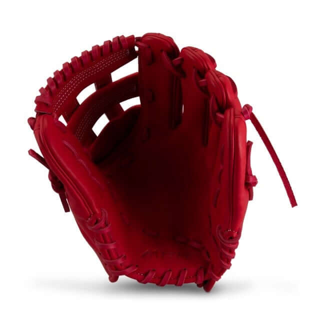 MARUCCI MTYPE CYPRESS SERIES 11.5 63A3 RED baseball glove with integrated thumb and pinky sleeves.