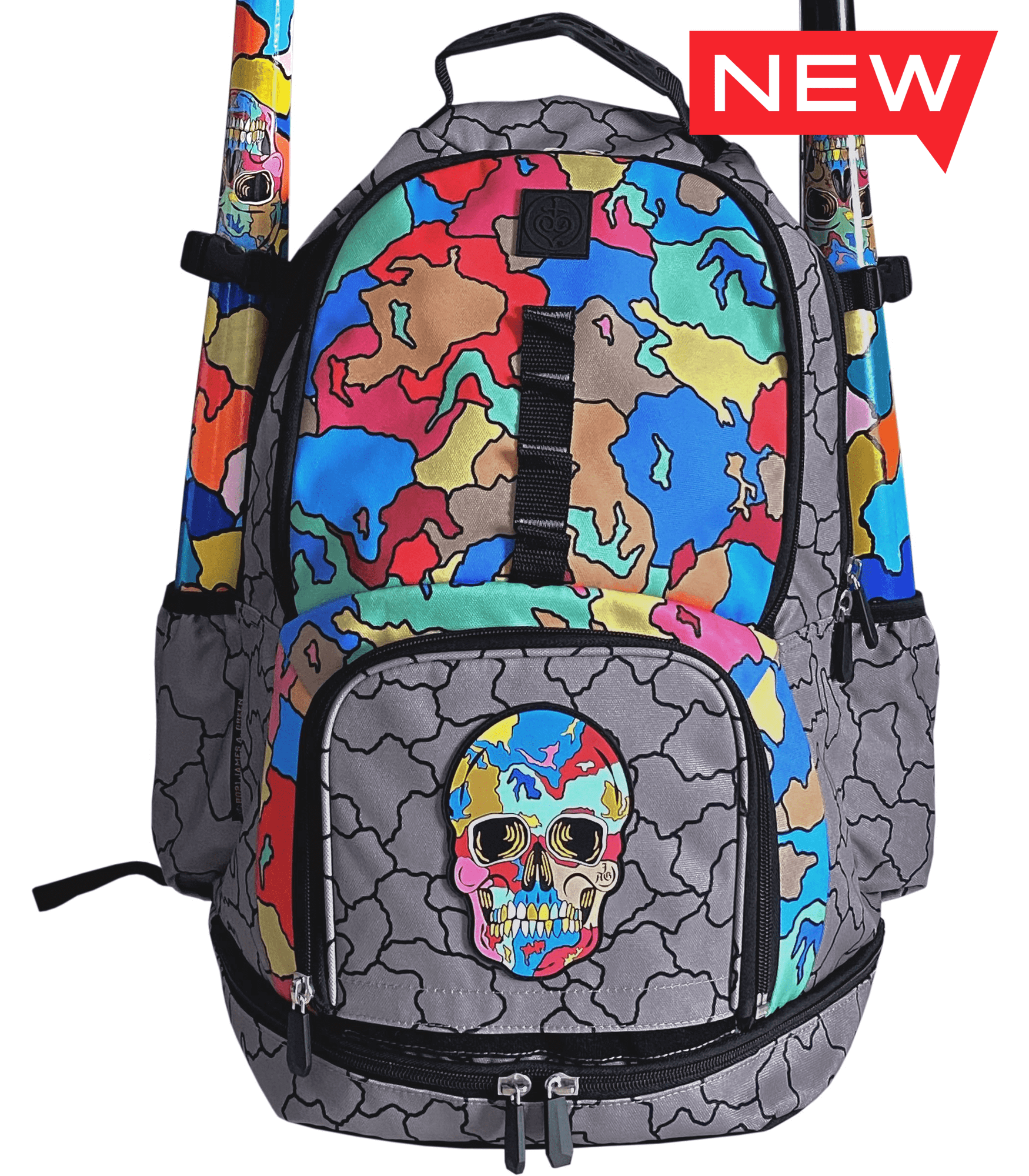 Hunter Green Cracked Skull Bat Bag by Jamey Green