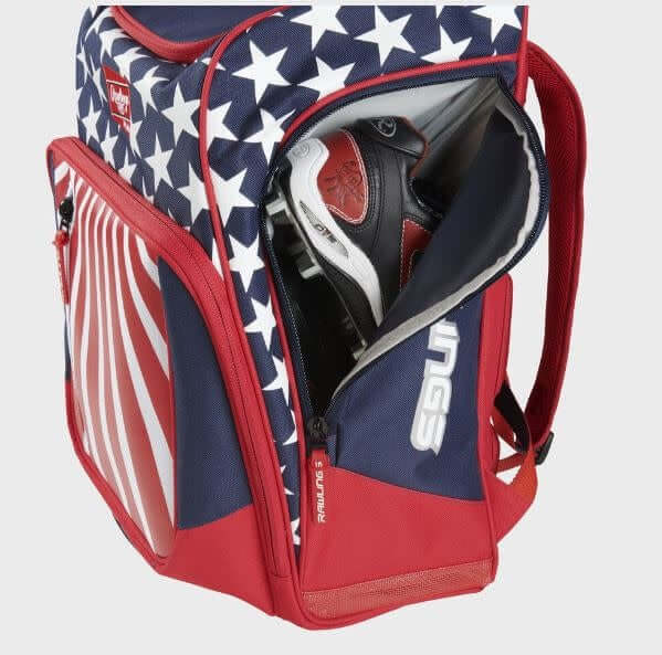 Rawlings Legion Backpack with bat sleeve storage system and large main compartment