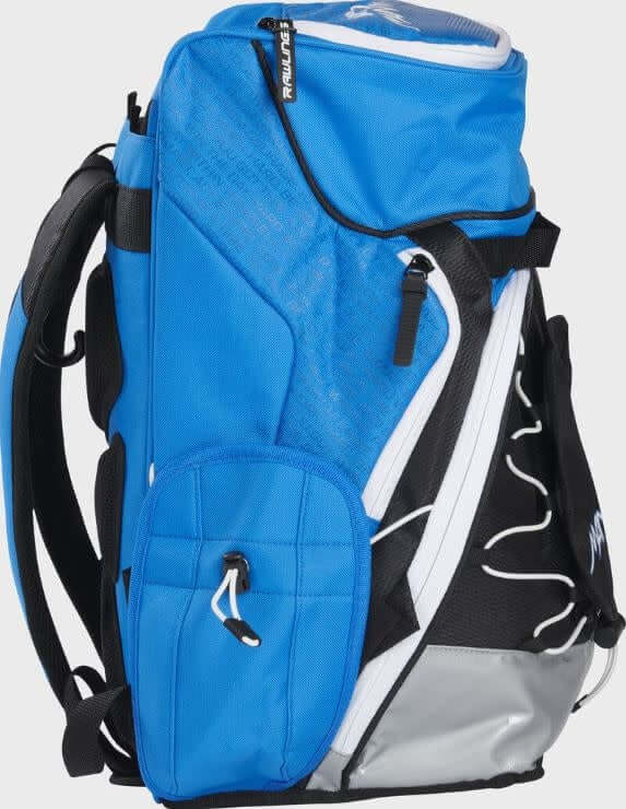 Rawlings Mantra Fastpitch Backpack in Mantra Blue with customizable beaver tail pocket