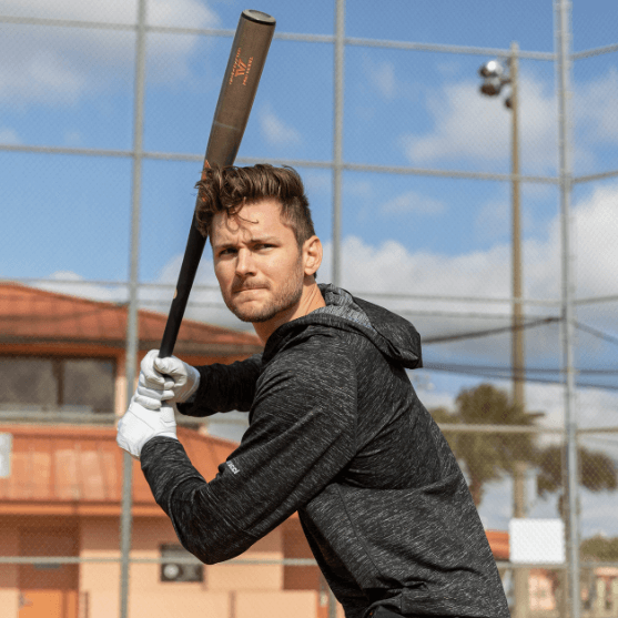 Marucci Tvt Pro Model Matte Black/Smoke baseball bat with tapered knob and thin handle.