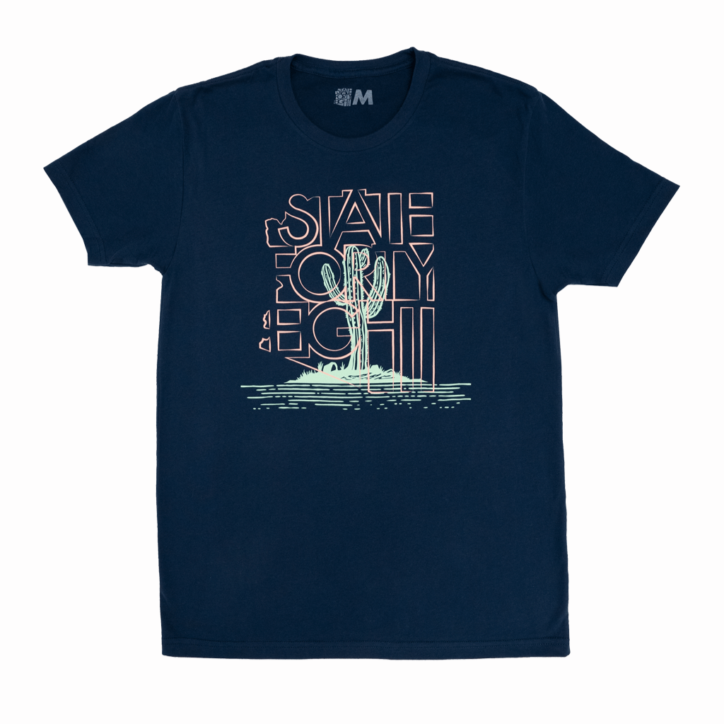 State Forty Eight Saguaro Party Crew Neck Solid Navy T-Shirt