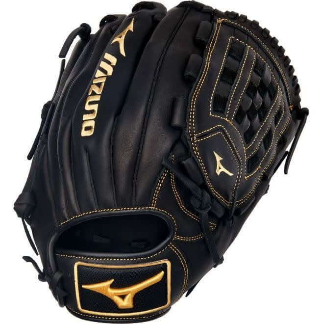 Mizuno GMVP1200P4 MVP Prime 12-inch baseball glove in black and almond colors