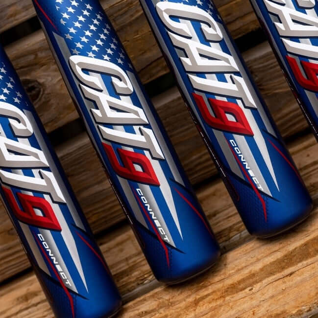Marucci Cat9 Connect America -8 baseball bat with carbon composite handle and AZR alloy barrel.