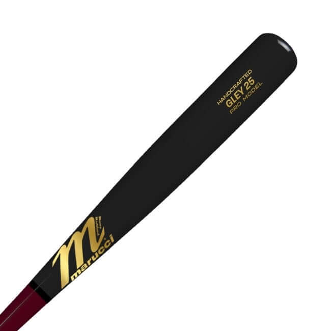 Marucci Gley25 Pro Model Cherry/Black baseball bat with traditional knob and thin handle.
