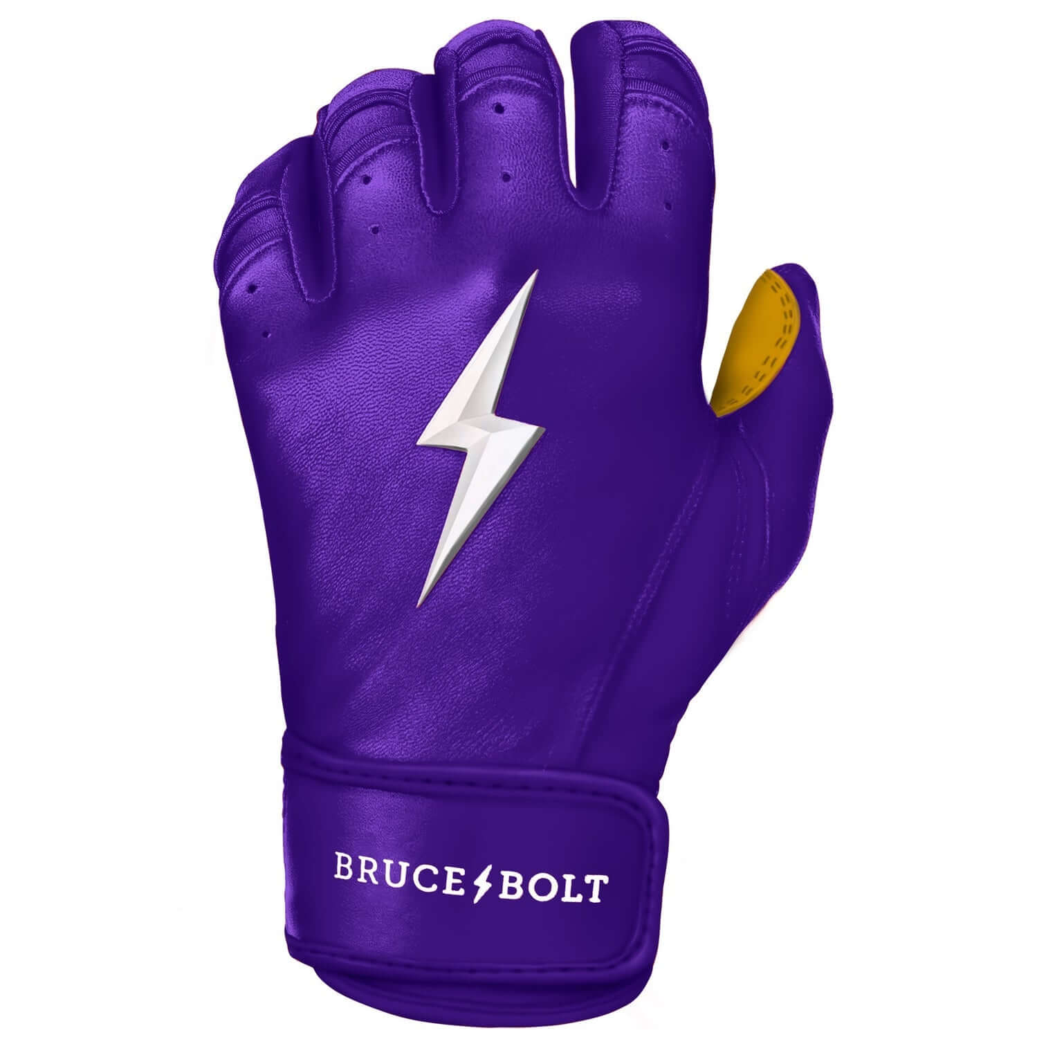 Bruce Bolt Youth Premium Pro Short Cuff Batting Gloves Purple reinforced palm, super soft Cabretta leather