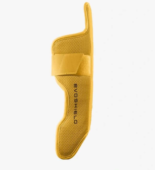 Evoshield Pro-Srz yellow lower leg guard, custom-molded Gel-to-Shell technology