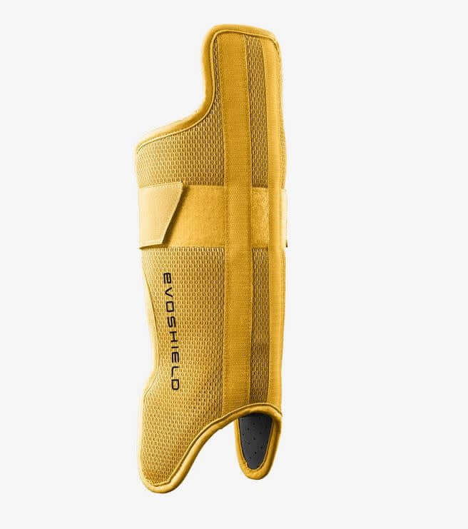 Evoshield Pro-Srz yellow lower leg guard, custom-molded Gel-to-Shell technology