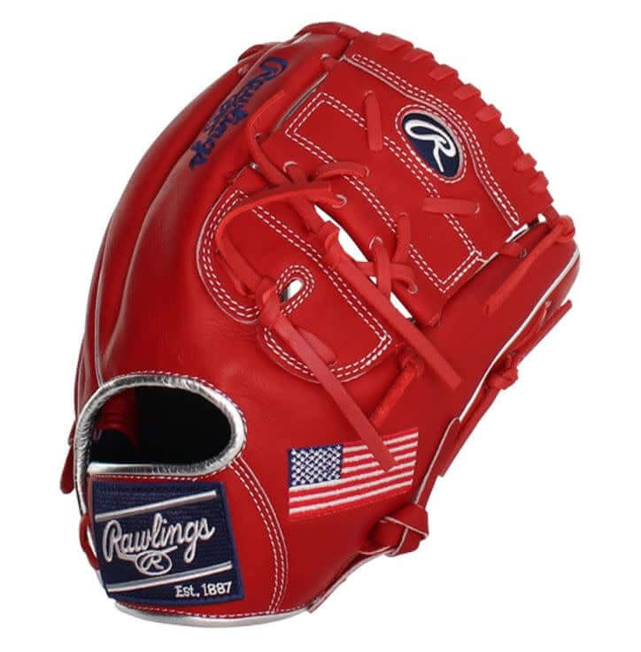Rawlings Heart of the Hide 11.75 USA Glove with 2 Piece Solid Web and USA Flag