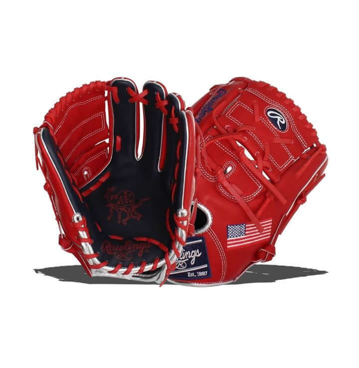 Rawlings Heart of the Hide 11.75 USA Glove with 2 Piece Solid Web and USA Flag