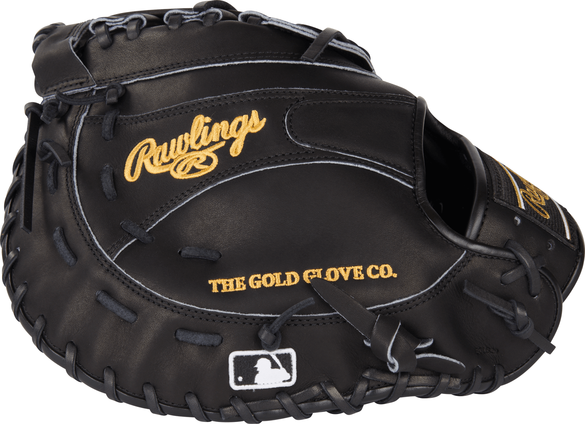 Rawlings Heart of the Hide 12.5-inch First Base Mitt, LHT, jet black with gold accents