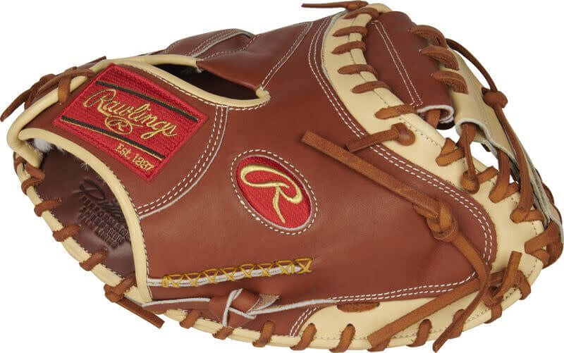 Rawlings Pro Preferred 33-inch Baseball Catcher's Mitt Superior leather quality, bruciato/camel design, Pittards' sheepskin lining.