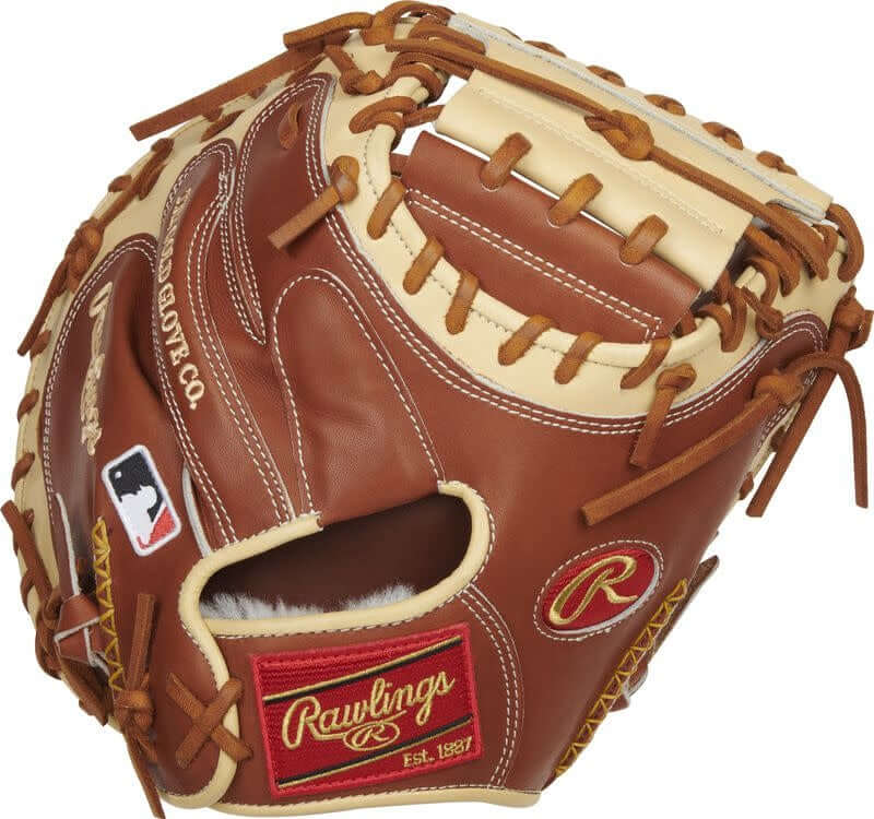 Rawlings Pro Preferred 33-inch Baseball Catcher's Mitt Superior leather quality, bruciato/camel design, Pittards' sheepskin lining.