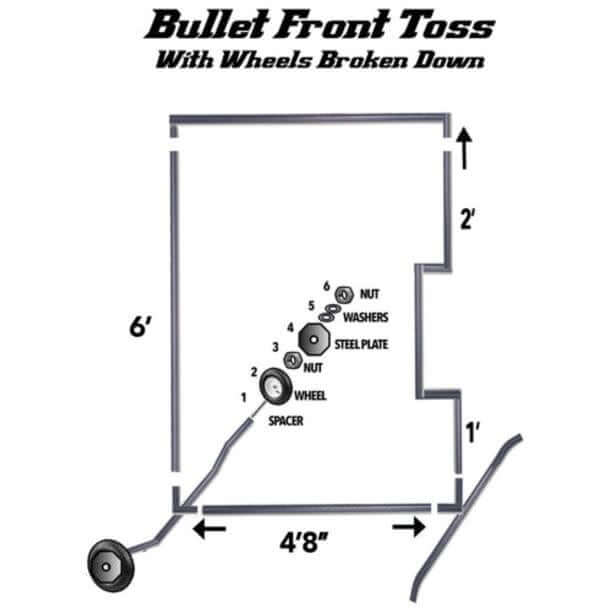 Pro Mounds Bullet Front Toss screen with wheels and padded frame