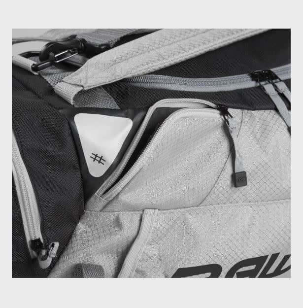 Rawlings R601 White Backpack with Velcro strip for batting gloves