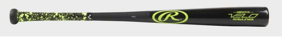 Rawlings Velo Wood Composite -5 bat with larger hitting surface and increased sweetspot