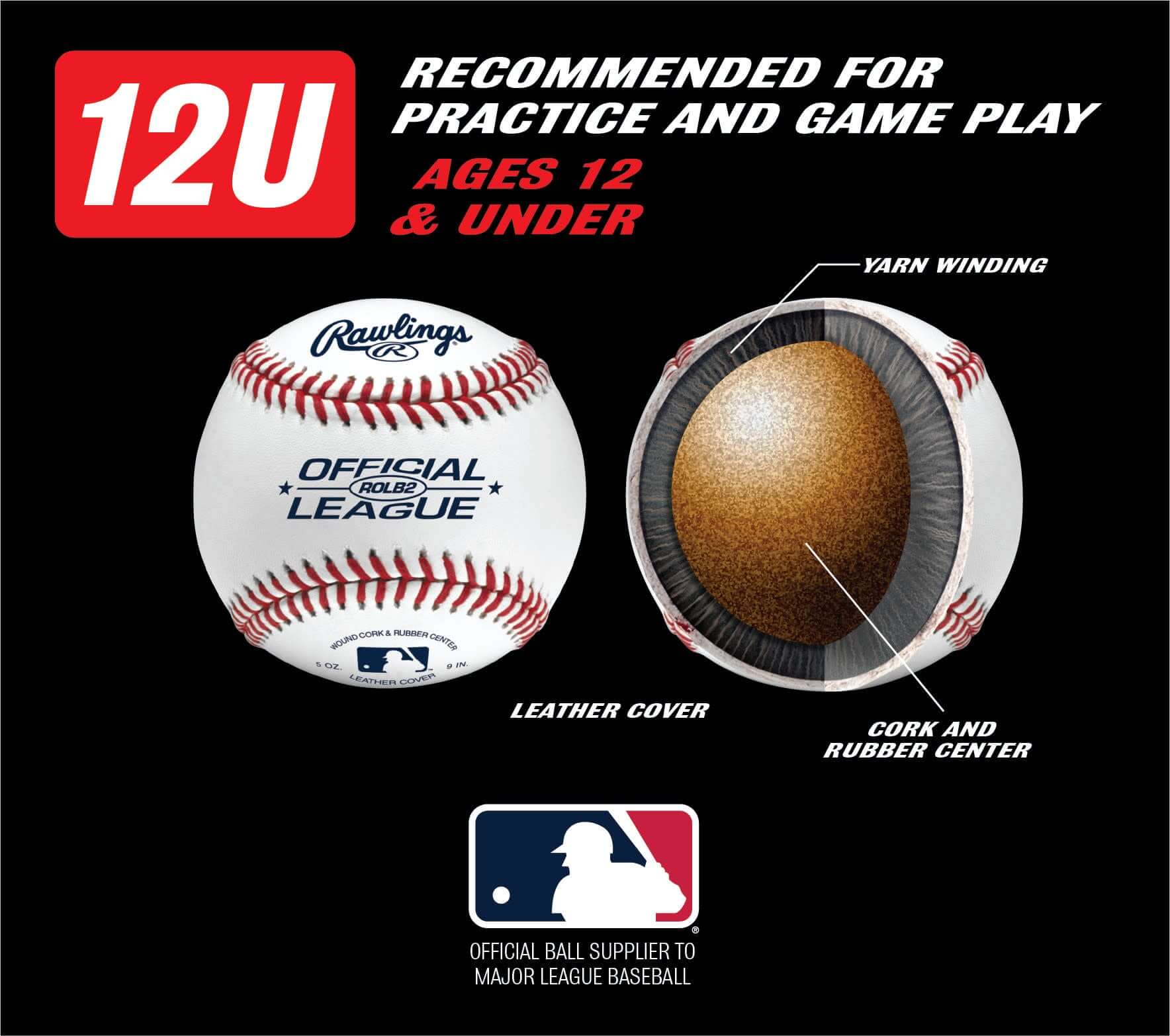Rawlings Practice Baseballs with raised seams and full grain leather cover