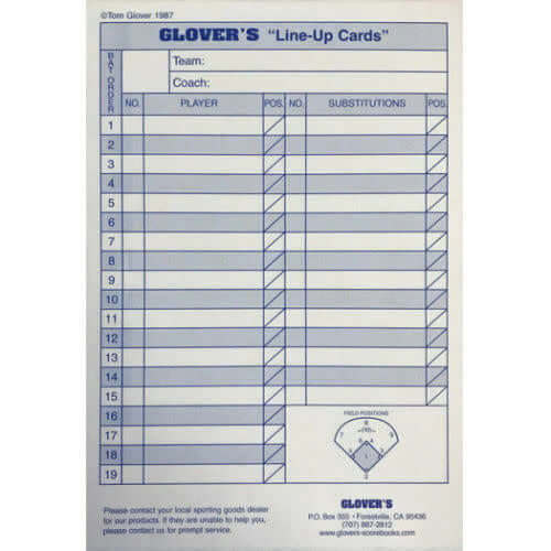 Markwort Glover Line Up Cards booklet with 35 four-sheet carbonless cards