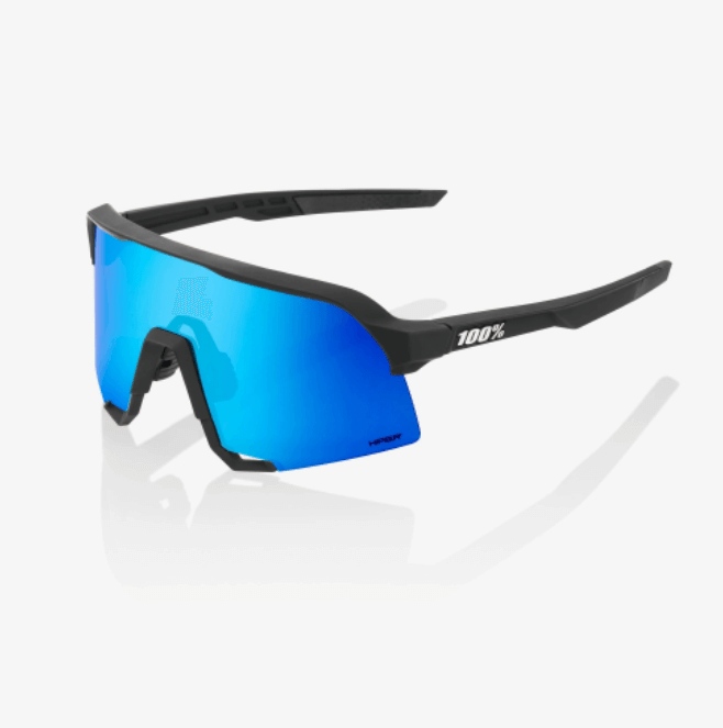 100% S3 Matte Black sunglasses with HiPER Blue Multilayer Mirror Lens