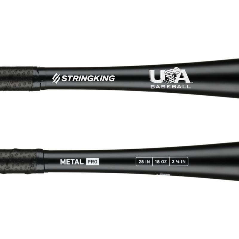 StringKing Metal Pro USABat aluminum alloy baseball bat with 2 5/8” barrel diameter for powerful contact.