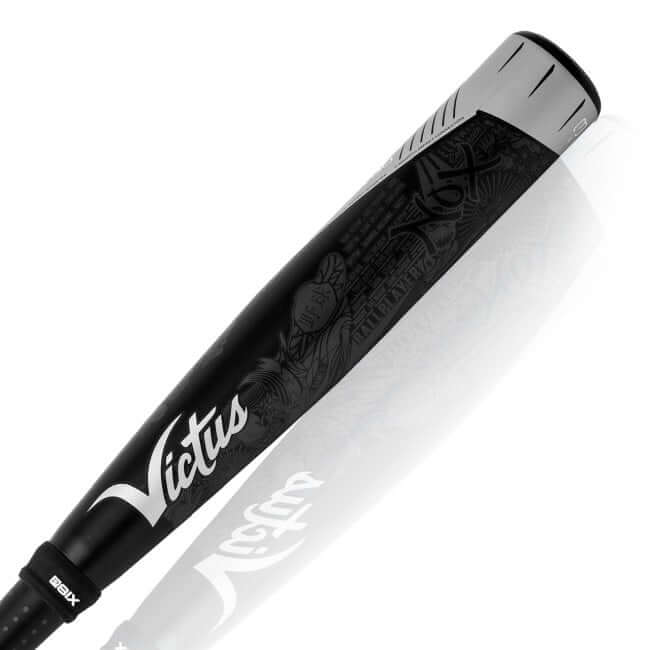 Two-piece hybrid baseball bat with carbon composite handle and military-grade aluminum barrel.