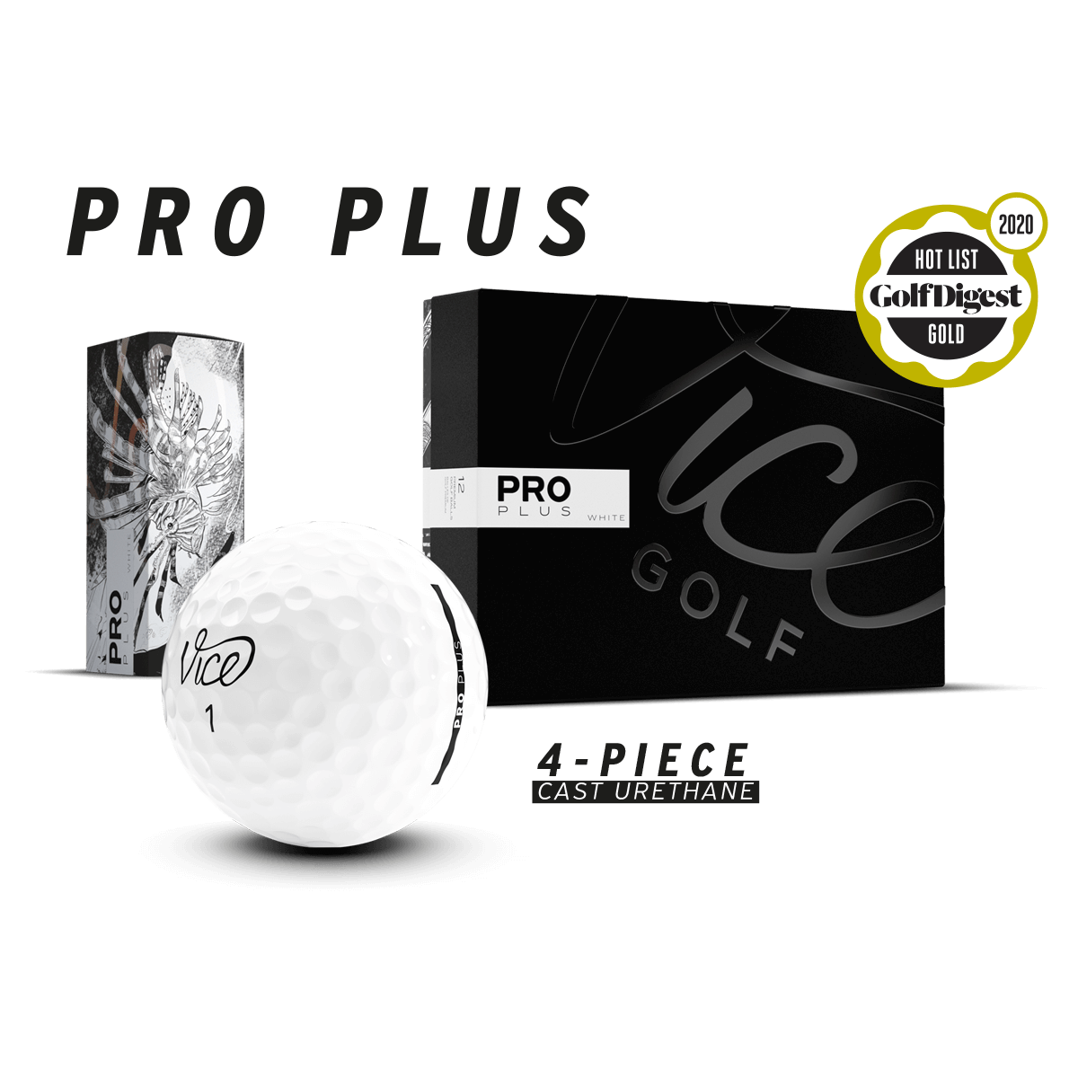 Vice Golf Pro Plus Ball Between The Lines Logo (Sleeve of 3)