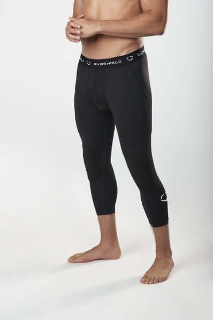 Evoshield Men's 3/4 Sliding Tights Black with EVA Knee Pad protection