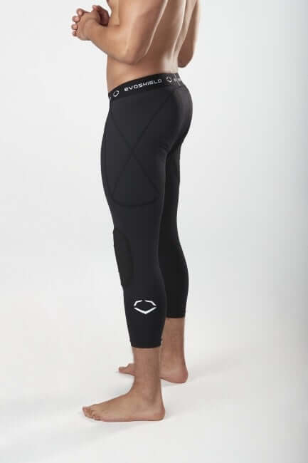 Evoshield Men's 3/4 Sliding Tights Black with EVA Knee Pad protection