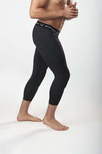 Evoshield Men's 3/4 Sliding Tights Black with EVA Knee Pad protection