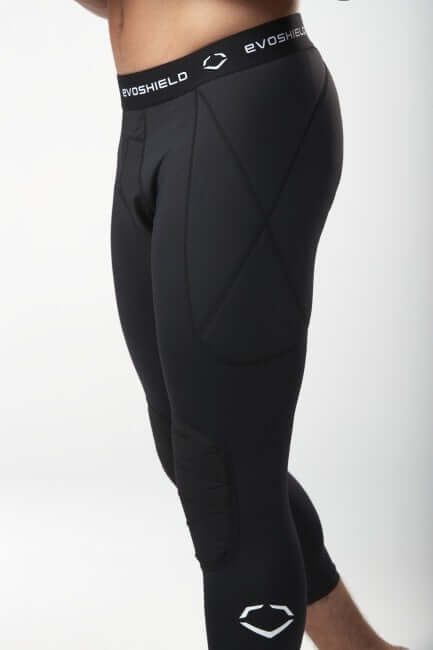 Evoshield Men's 3/4 Sliding Tights Black with EVA Knee Pad protection