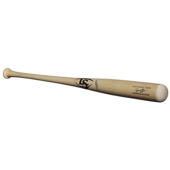 LS Prime Bellinger Maple CB35 baseball bat with natural finish and black decals.