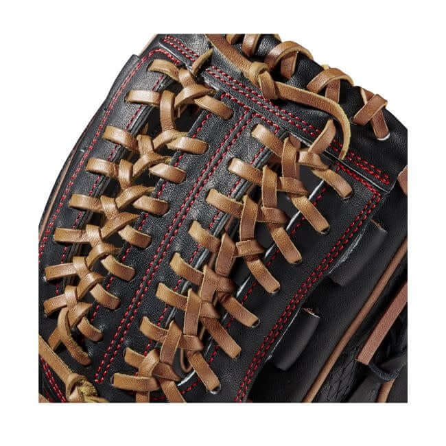 Wilson A2K D33 Pitcher's Glove, 11.75, Black SuperSkin, Black SnakeSkin Pro Stock Leather, Saddle Tan accents.