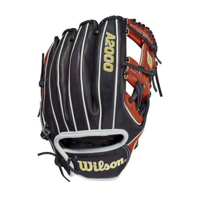 Wilson A2000 1975 11.75 infield glove, copper/black/white, Pro Stock leather, Bold Logos.