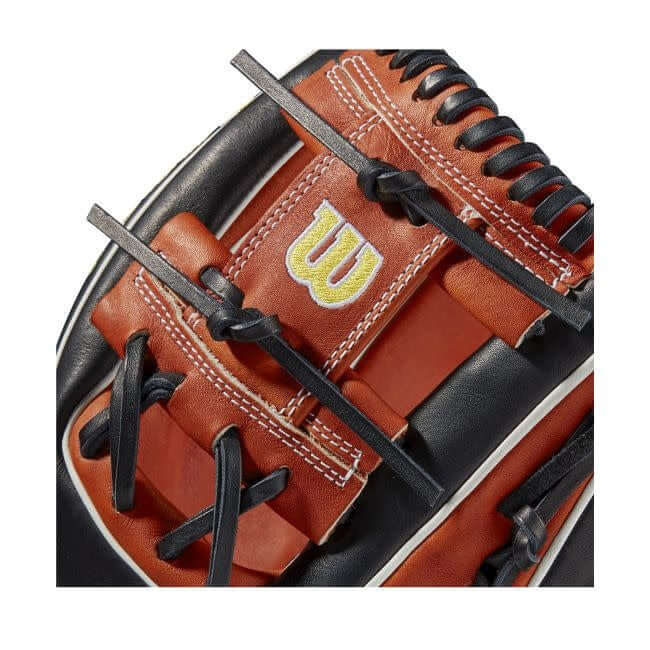 Wilson A2000 1975 11.75 infield glove, copper/black/white, Pro Stock leather, Bold Logos.