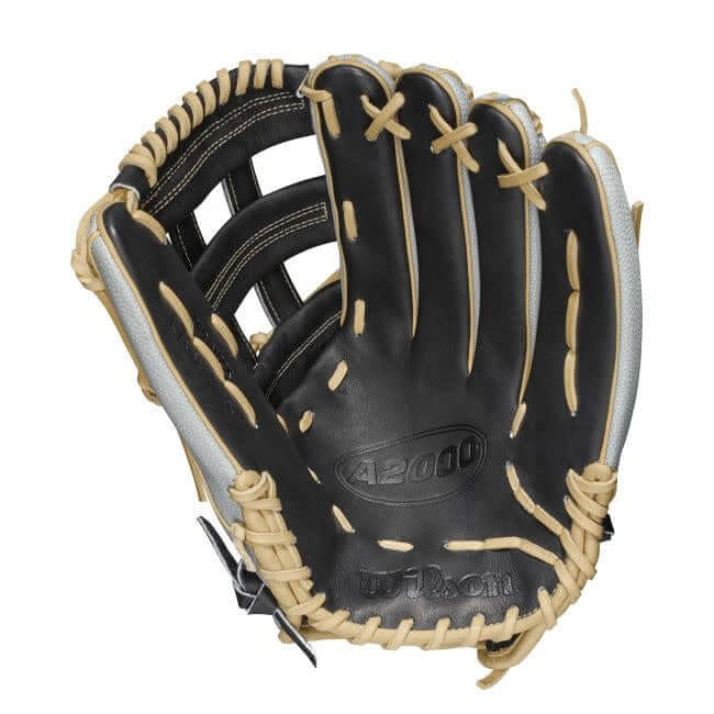 A2000 1799SS baseball glove with Grey SuperSkin and Black/Blonde Pro Stock Leather, 12.75-inch Dual Post Web.