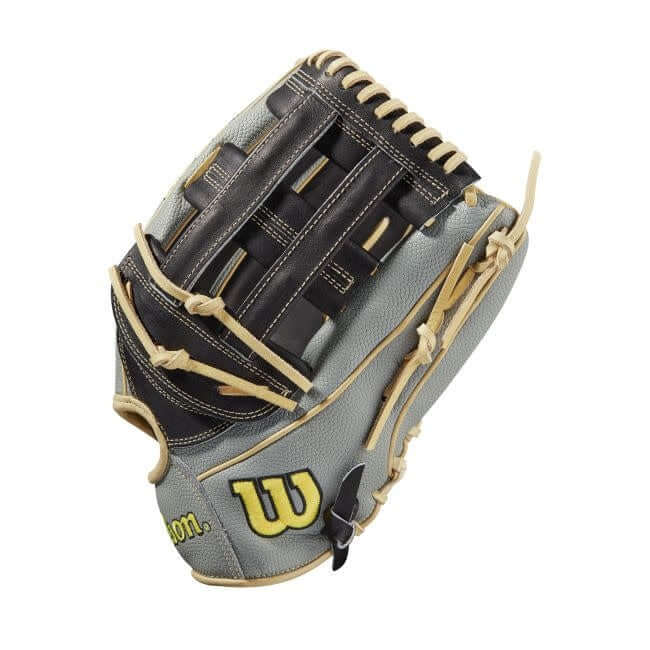 A2000 1799SS baseball glove with Grey SuperSkin and Black/Blonde Pro Stock Leather, 12.75-inch Dual Post Web.