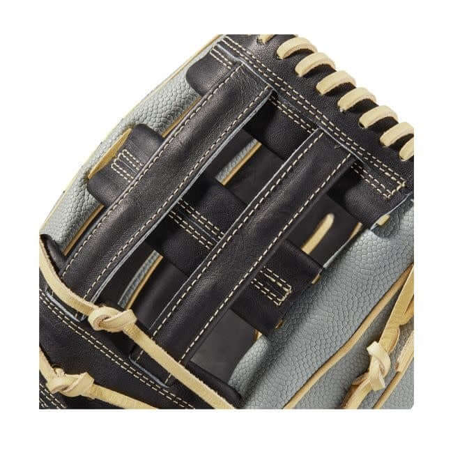 A2000 1799SS baseball glove with Grey SuperSkin and Black/Blonde Pro Stock Leather, 12.75-inch Dual Post Web.