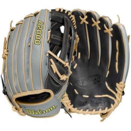 A2000 1799SS baseball glove with Grey SuperSkin and Black/Blonde Pro Stock Leather, 12.75-inch Dual Post Web.