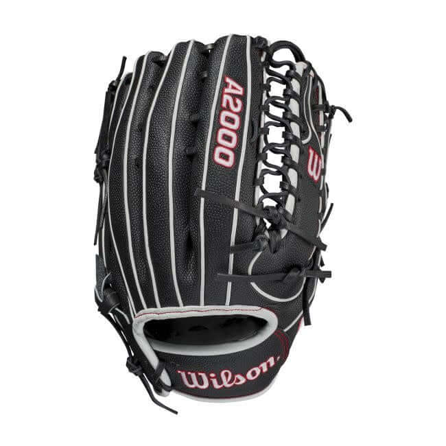 Wilson A2000 Spin Control OT7 LHT 12.75 Black/White glove, SuperSkin back, Bold Logos.