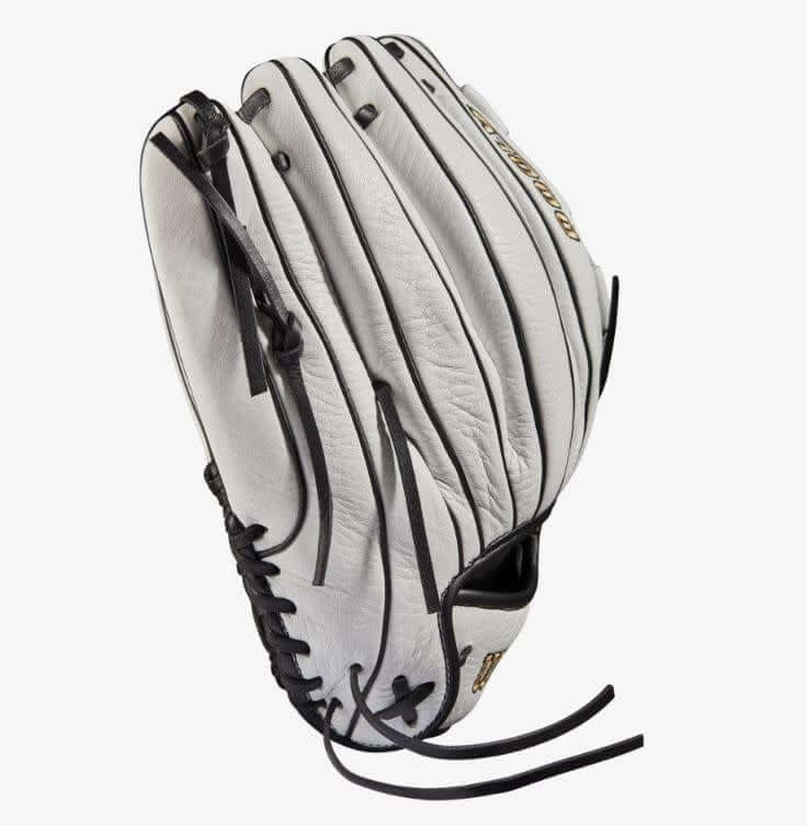 Wilson A1000 Fastpitch glove, 12.5 inch, white/white/black & blonde, full-grain leather, LHT